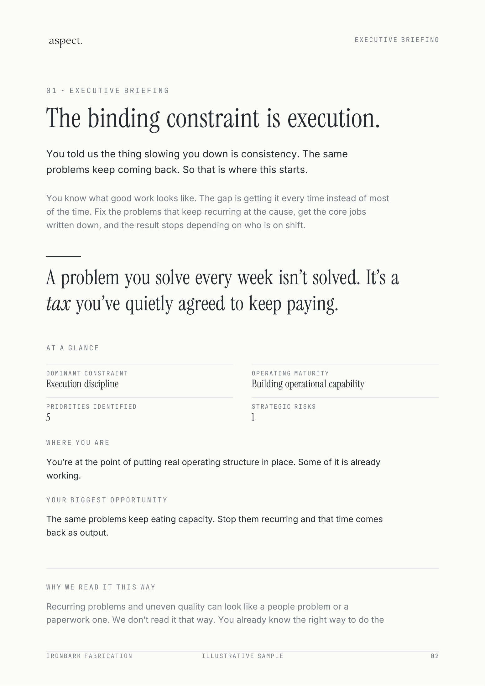 Sample Business Blueprint — a real page of the illustrative Blueprint PDF